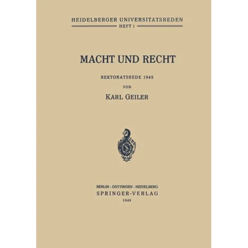 Macht und Recht: Rektoratsrede 1948