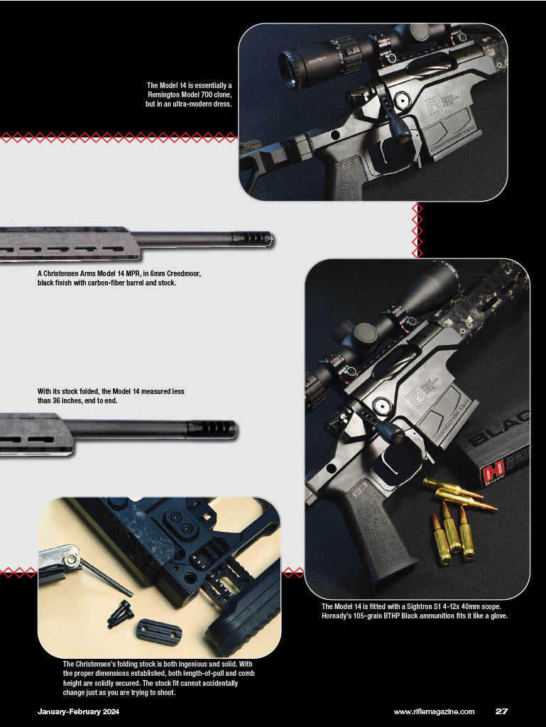 Rifle January 2024 - The Sporting Firearms Journal: Best Of West Altopo 6.5 PRC, Long Guns, Sharps Conversions, Notes On Scope Attachment, Christensen Arms MPR, POF Tombstone & Modern Levergun!