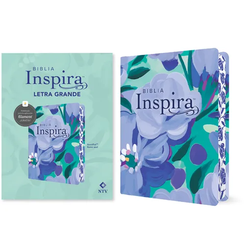 Biblia Inspira Ntv, Letra Grande Con Filament (Sentipiel, Ramo Azul) - Imitation Leather