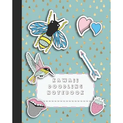 Kawaii doodling notebook: A large composition notebooks with colouring pages for the school dreamer who likes to doodle whilst studying - Turquo