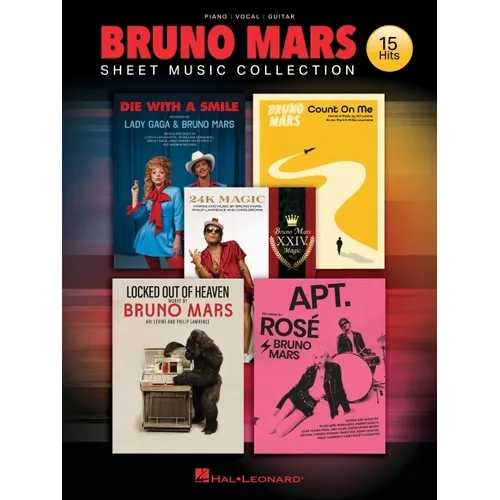 Bruno Mars Sheet Music Collection: 15 of Bruno's Biggest Hits Arranged for Piano, Voice, and Guitar, with Chord Symbols, Guitar Chord Frames, and Full