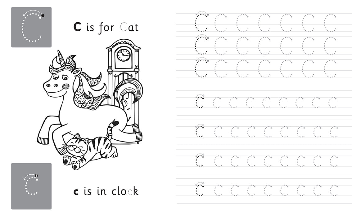 Trace & Learn Handwriting Practice: Unicorn Softcover Book