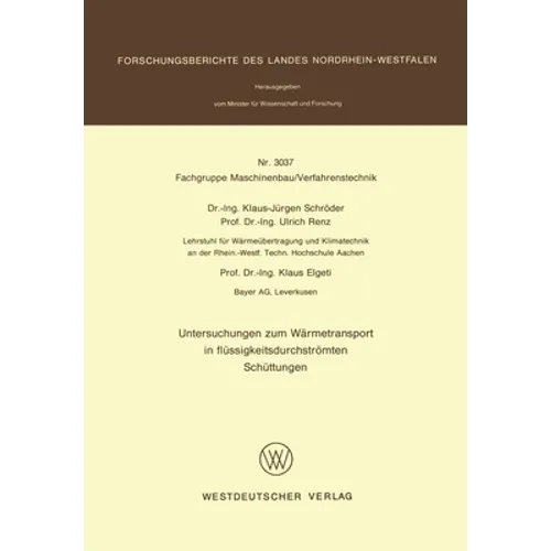 Untersuchungen zum Wärmetransport in flüssigkeitsdurchströmten Schüttungen