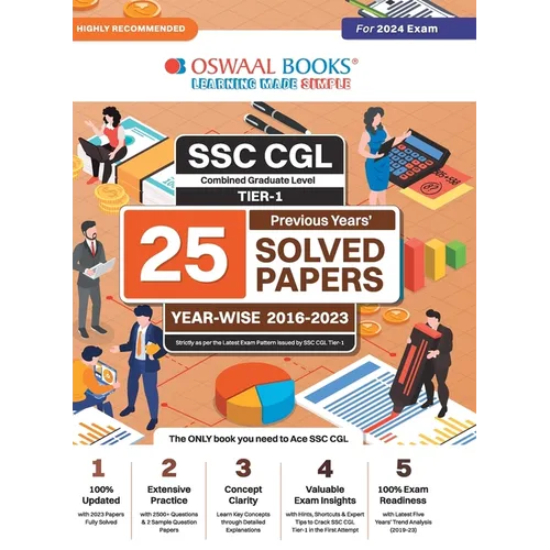 Oswaal SSC CGL (Combined Graduate Level) Tier-I 25 Previous Years Solved Papers Year-wise 2016-2023 For 2024 Exam