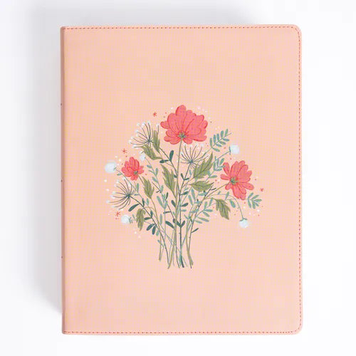CSB Illustrator's Notetaking Bible, Large Print Edition, Peach Bouquet Leathertouch