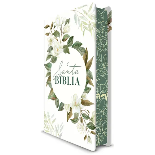 Biblia Rvr 1960 Letra Grande Tamaño Manual, Tapa Dura Con Flores Blancas Y Cantos Pintados / Spanish Bible Rvr 1960 Handy Size White Flowers Sprayed E