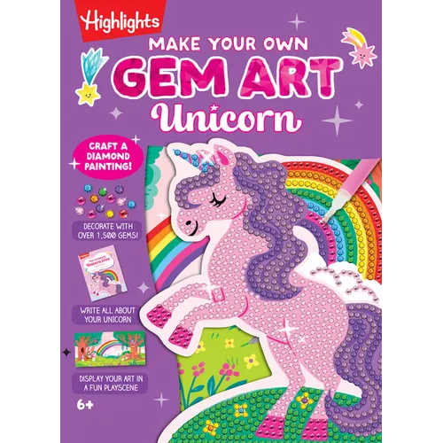 Make Your Own Gem Art Unicorn: Diamond Art Kit with Over 1,000 Gems, a Doodle Diary, Stickers and Hidden Pictures Puzzles for Kids 6-9, Make Sparkly G