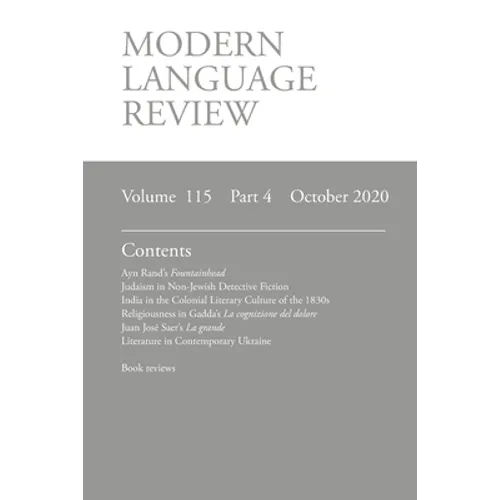 Modern Language Review (115: 4) October 2020
