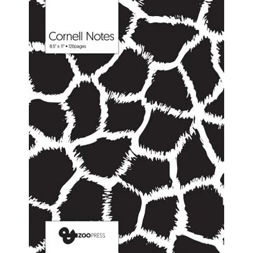 Cornell Notes: B&W Giraffe Pattern Cover - Best Note Taking System for Students, Writers, Conferences. Cornell Notes Notebook. Large