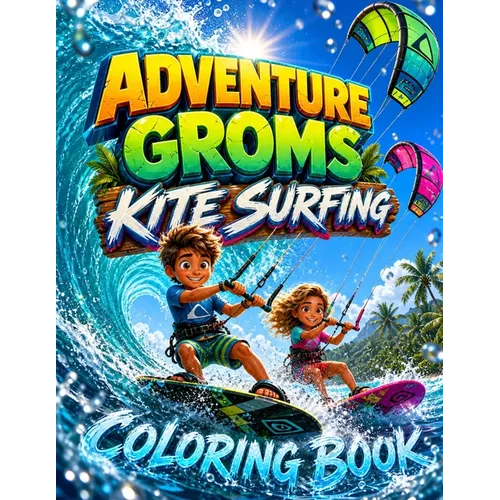 Adventure Groms: Kitesurfing Coloring Book: 50 Pages of Kiteboarding, Big Airs, Beaches, Tropical Oceans, and Water Sports Adventure for All Ages