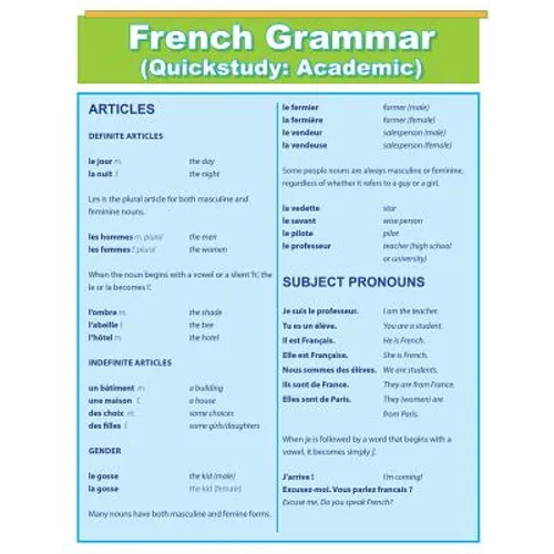 French Grammar: Quick Study Academic