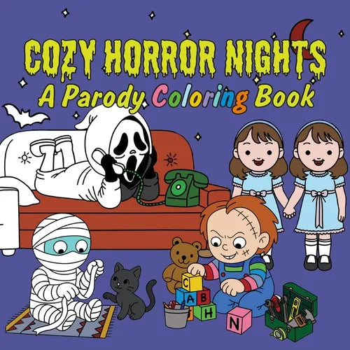 Cozy Horror Nights: A Parody Coloring Book: Cute Chibi Manga Meets Spooky Halloween Fun for Stress Relief & Relaxation