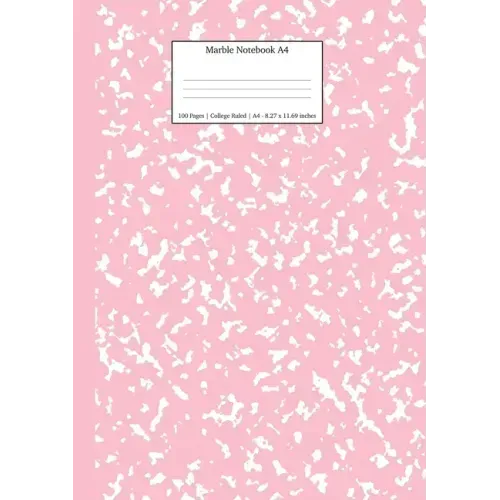 Marble Notebook A4: Pink Marble College Ruled Journal