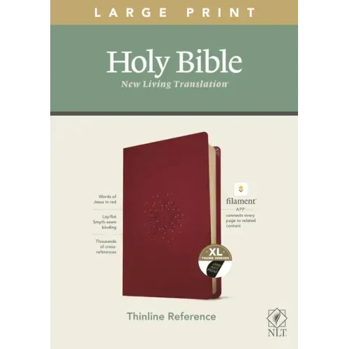 NLT Large Print Thinline Reference Bible, Filament Enabled Edition (Red Letter, Leatherlike, Berry, Indexed)