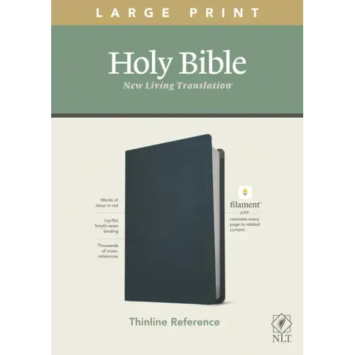 NLT Large Print Thinline Reference Bible, Filament Enabled Edition (Red Letter, Genuine Leather, Blue)