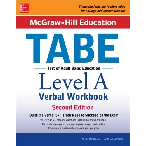 McGraw-Hill Education Tabe Level a Verbal Workbook, Second Edition