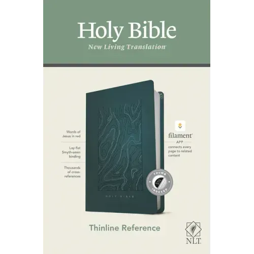 NLT Thinline Reference Bible, Filament Enabled Edition (Red Letter, Leatherlike, Teal Blue, Indexed)