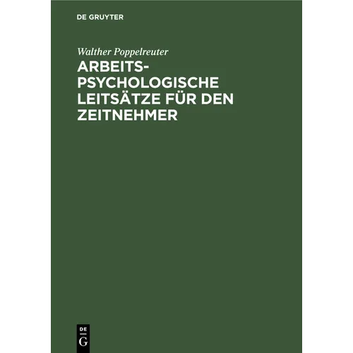 Arbeitspsychologische Leitsätze Für Den Zeitnehmer