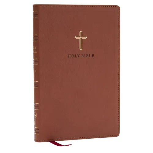 NKJV Holy Bible, Ultra Thinline, Brown Leathersoft, Red Letter, Comfort Print