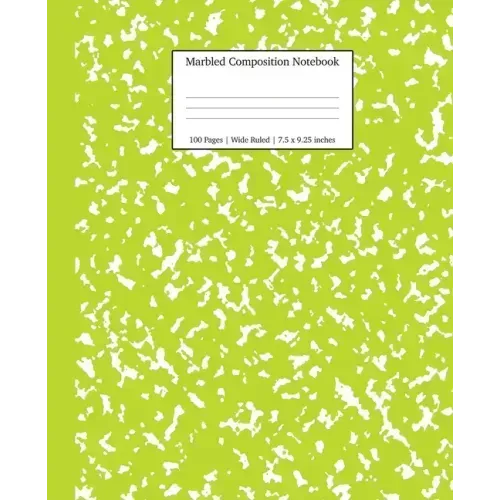 Marbled Composition Notebook: Green Marble Wide Ruled Paper Subject Book