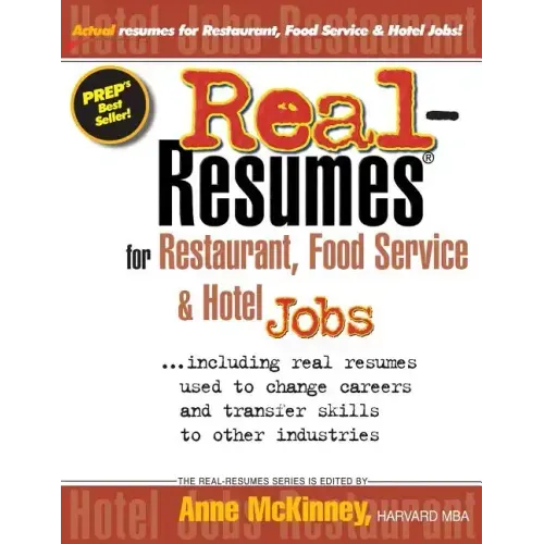 Real-Resumes for Restaurant, Food Service & Hotel Jobs
