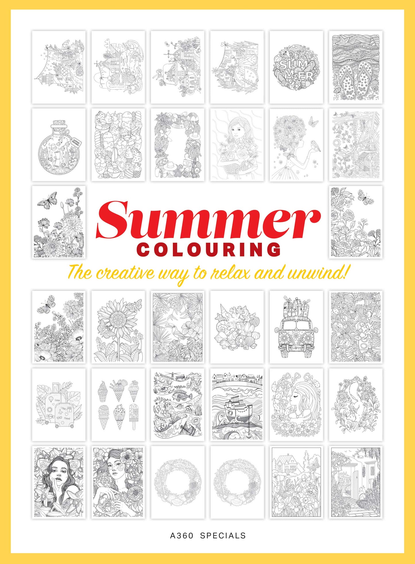 Summer Coloring - 32 Beautiful Designs, Adult Coloring Book, Flowers, Travel, Ocean, Seashells, Ice Cream, Boats, Butterflies, Gardens, Relax, Unwind, Vacation Activity, De-Stress, Unplug & Create!