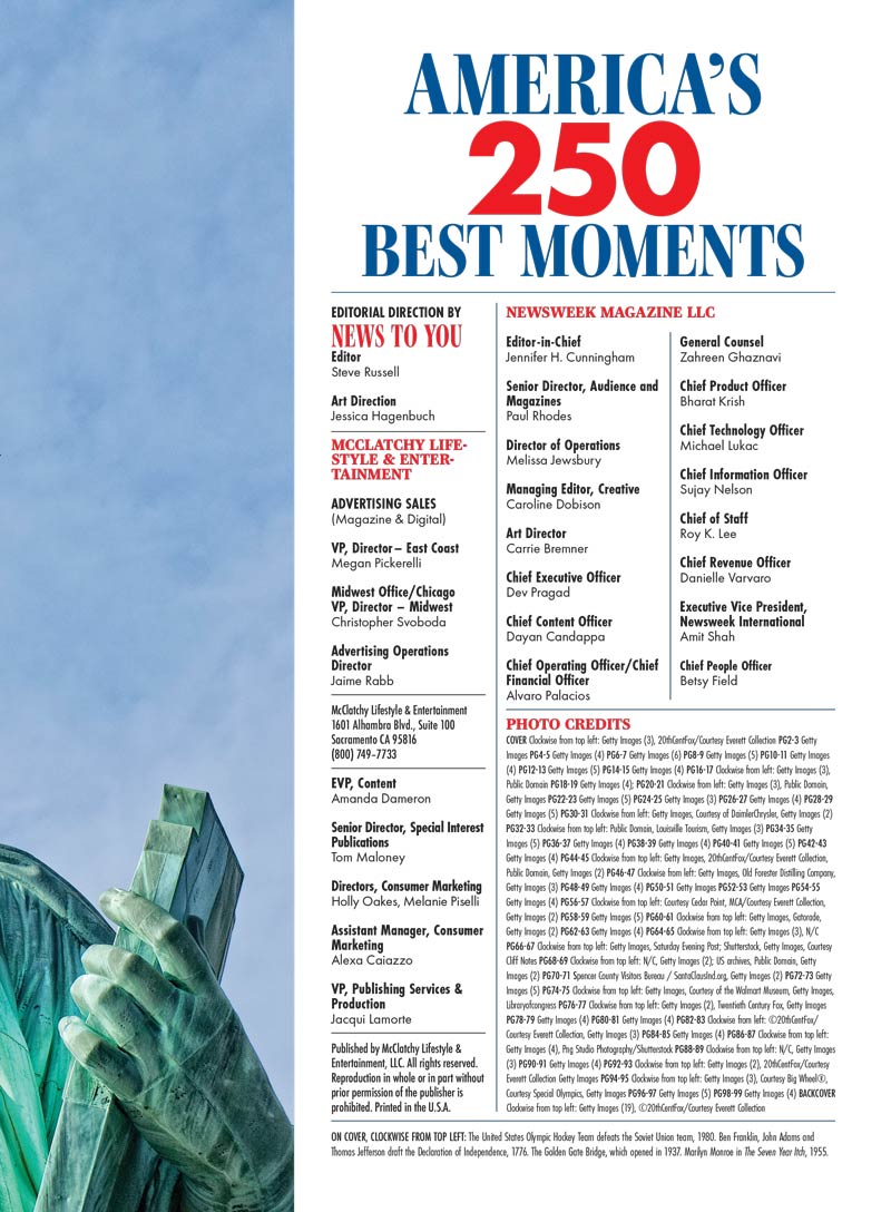 Newsweek - America’s 250 Best Moments: The USA's 250th Birthday, Special Collector's Issue, A Semiquincentennial Celebration Of Historical Triumphs, Innovation, Pop Culture, National Pride & More!