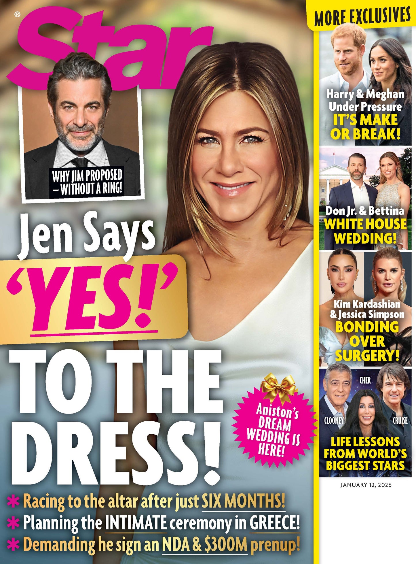 Star - 01.12.26: Jennifer Aniston’s Big Step, Harry & Meghan’s Marriage Crisis, Donald Trump Jr's Lavish Wedding, Kim Kardashian & Jessica Simpson's Bond, Life Lessons From George Clooney, Cher & More