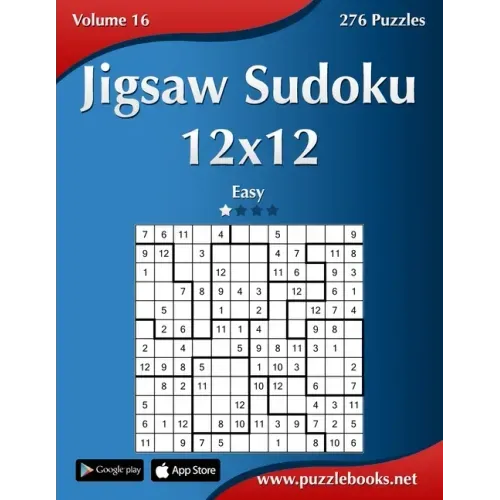 Jigsaw Sudoku 12x12 - Easy - Volume 16 - 276 Puzzles