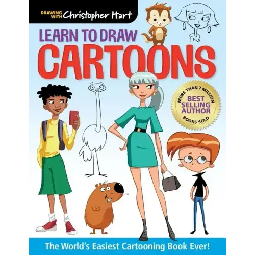 Learn to Draw Cartoons: The World's Easiest Cartooning Book Ever! - Easy How to Draw Cartoon Characters and Animals Step by Step for Kids and Adults