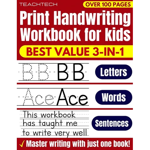Print Handwriting Workbook for Kids: Learn Handwriting ABC printing practice workbook for Preschool, Pre K, Kindergarten, Grades 1, 2 & 3 and Kids Age