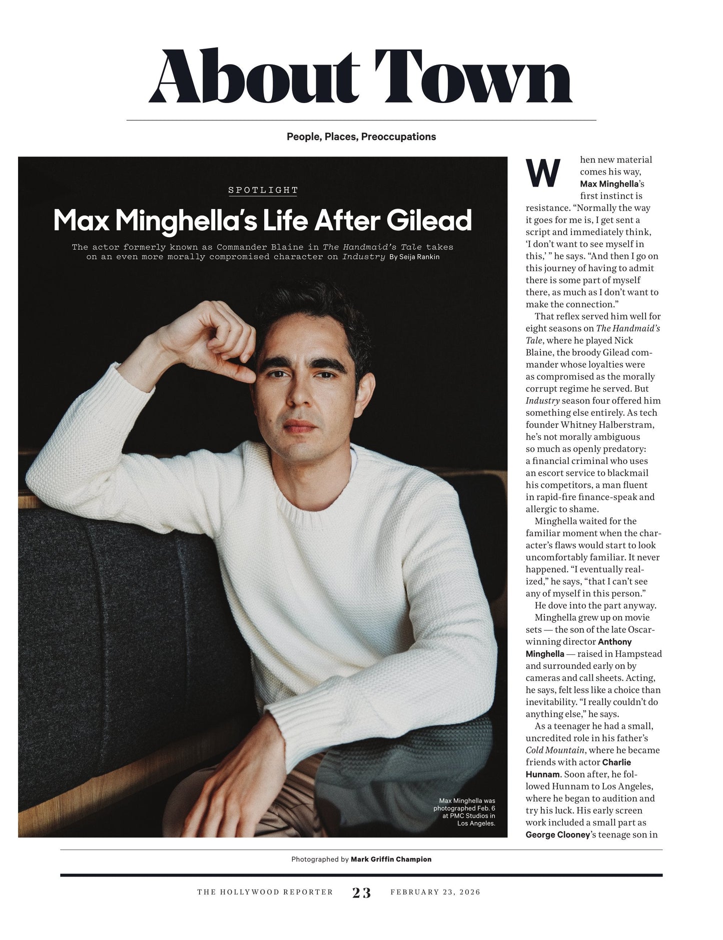 The Hollywood Reporter - 26.02.23 Edition: Benicio Del Toro Is Back, Epstein’s Hollywood Ties, Jason Bateman’s Nine Lives, James Van Der Beek's Private Life, Max Minghella’s Life After Gilead & More!