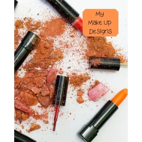 My Make Up Designs: Book of face chart templates for make up artist designers creations. Perfect for teens, students & professionals. Orange design