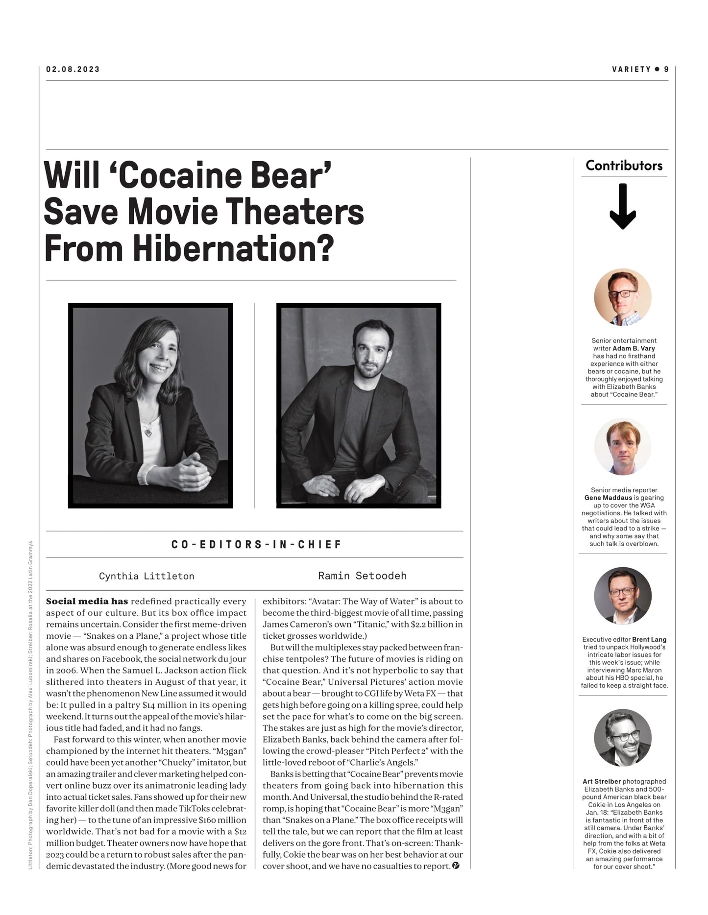 Variety - 23.02.08 Edition: Paws Up! Elizabeth Banks Comeback With Universal's Gruesome Comedy Cocaine Bear, WGA Headed For Showdown With Studios In Streaming Economy, Magic Mike's Last Dance & More!