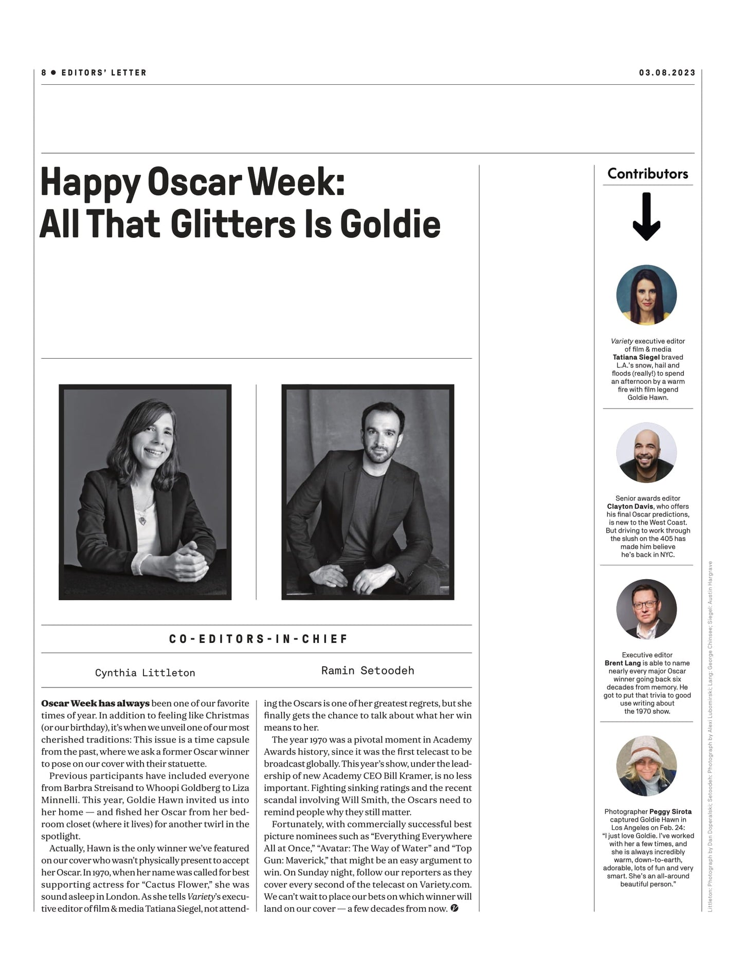 Variety - 23.03.08 Edition: Oscars 2023, Goldie Hawn Relives Surprise Oscar Win For Cactus Flower, Marriage With Kurt Russell & Why She's Not Done Making Movies, Oscar's Food, Fashion, Ballot & More!
