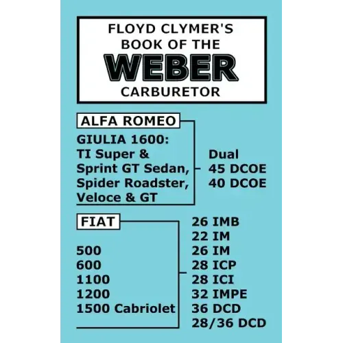 Floyd Clymer's Book of the Weber Carburetor
