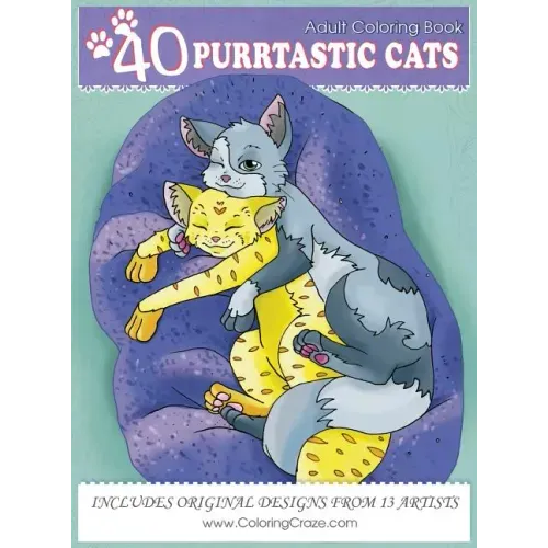 Adult Coloring Book: 40 Purrtastic Cats