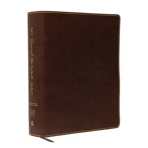 KJV, Journal the Word Bible, Large Print, Bonded Leather, Brown, Red Letter Edition: Reflect, Journal, or Create Art Next to Your Favorite Verses