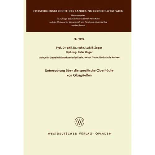 Untersuchung über die spezifische Oberfläche von Glasgrießen