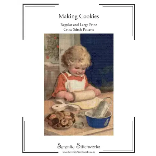 Making Cookies Cross Stitch Pattern: Regular and Large Print Cross Stitch Chart