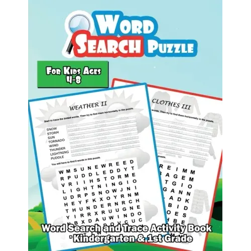 Word Search Puzzle for Kids Ages 4-8: A Large Print Word Search and Trace Activity Book - Kindergarten and 1st Grade Vocabulary
