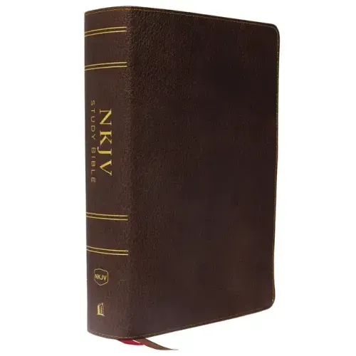 NKJV Study Bible, Premium Calfskin Leather, Brown, Full-Color, Red Letter Edition, Indexed, Comfort Print: The Complete Resource for Studying God's Wo