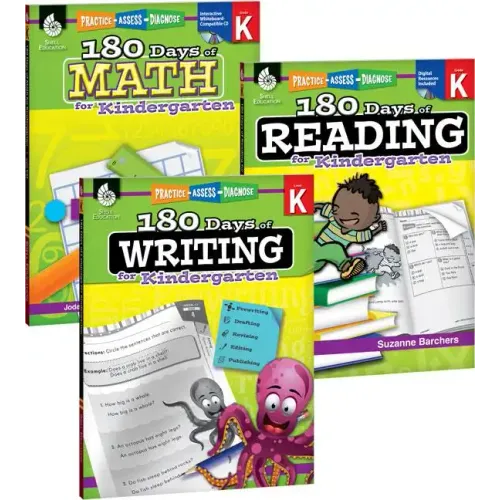 180 Days(tm) Reading, Writing and Math for Grade K: 3-Book Set: Practice, Assess, Diagnose
