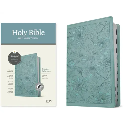 KJV Thinline Reference Bible, Filament Enabled (Leatherlike, Floral Leaf Teal, Indexed, Red Letter)