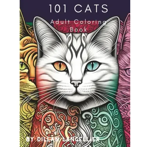101 Cats Adult Coloring Book