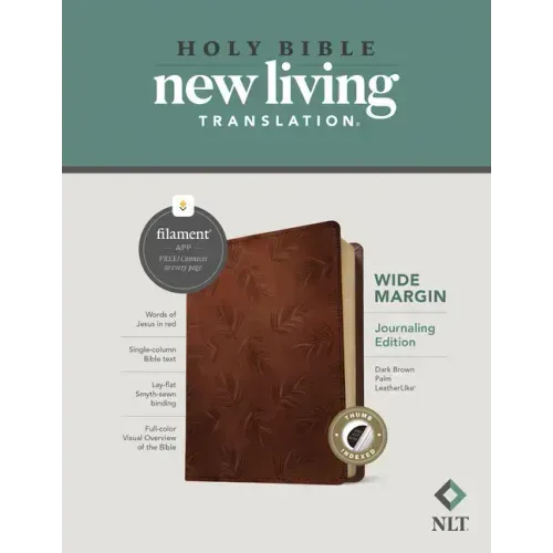NLT Wide Margin Bible, Filament Enabled (Leatherlike, Dark Brown Palm, Indexed, Red Letter)