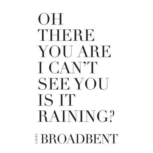 Oh There You Are I Can't See You Is It Raining?