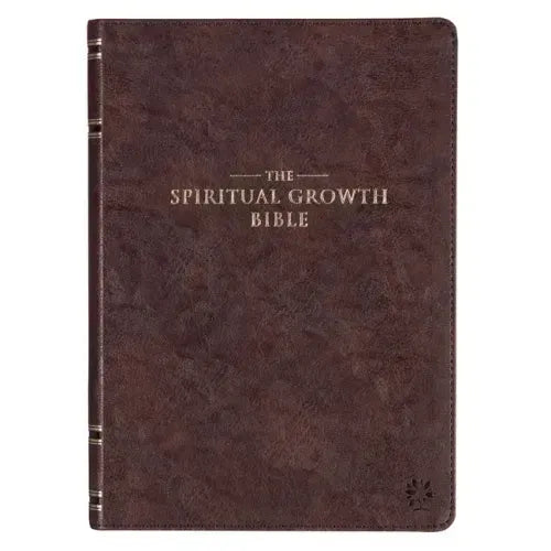 The Spiritual Growth Bible, Study Bible, NLT - New Living Translation Holy Bible, Faux Leather, Walnut Brown