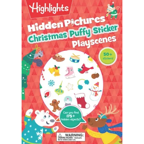 Christmas Hidden Pictures Puffy Sticker Playscenes: Christmas Stocking Stuffer for Kids 3-6, Activity Book with Christmas Puzzles, Stickers, Mazes and