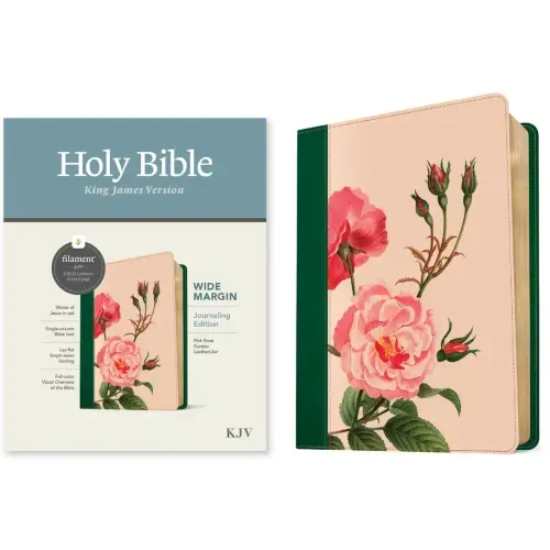 KJV Wide Margin Bible, Filament Enabled (Leatherlike, Pink Rose Garden, Red Letter)